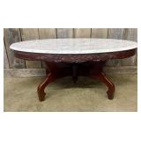 Victorian Revival Style Carved Mahogany and Marble