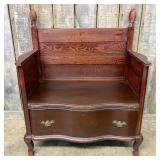 Settle Style Hall Bench with Serpentine Storage Dr