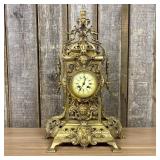French Louis XVI Style Gilt Metal Mantel Clock 12"
