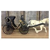 Vintage Horse-Drawn Enclosed Carriage Toy with Dri