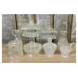 An Assortment of American Clear Pressed Glass Tabl