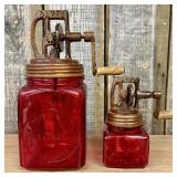 A Pair of "Dazey" Churn & Mfg. Co. Ruby Red Glass