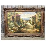 Large Lucca, Mediterranean Coastal Village Scene,