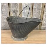 Vintage Corrugated Metal Coal Scuttle and Ash Buck