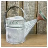 Vintage Galvanized Metal Garden Watering Can with