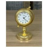 An Elgin Gold-Tone Globe Mini Desk Clock 2"X3"