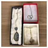 Three Assorted Sterling Silver and Costume Pendant