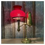 Victorian Style Electrified Brass Student Lamp wit
