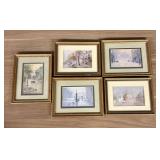 A Collection of Five Framed Watercolors by Paul Sa