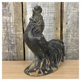 Vintage Cast Iron Crowing Rooster Figurine 4"X7"X9