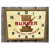 Burger Beer Pam Clock Co. Inc. Electric Advertisin