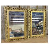 A Pair of Syroco Gilt-Tone Ornate Wall Mirrors 17"