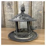 Cast Metal Gazebo Style Hanging Bird Feeder with B