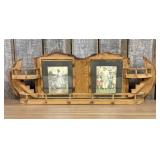 Vintage Folk Art Style Plywood Wall Hanging Shelf