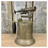 Antique Brass Gasoline Blowtorch with Cast Iron Bu