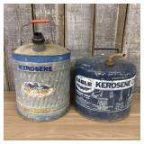 Two Vintage Kerosene Cans, Delphos and Eagle 5 Gal