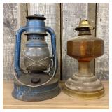 Two Vintage Portable Lamps Including a No. 100 Hur