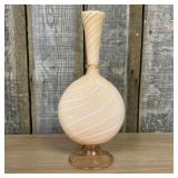 Large Peach Latticinio Art Glass Vase in the Muran