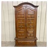 Mid-Century Spanish Revival Oak Two-Piece Armoire