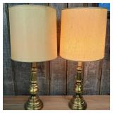 A Pair of Mid-Century Traditional Brass Table Lamp