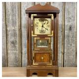 Campaign Style Wood Triple Decker Quartz Mantel Cl