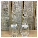 A Pair of Cut Glass Liquor Decanters with Metal La