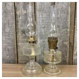 A Pair of American Vintage Pressed Glass Oil Lamps