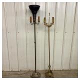 Two Vintage Cast Metal Floor Lamps in Art Deco and