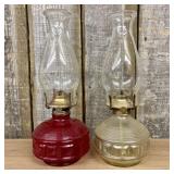 A Pair of Vintage Miniature Oil Lamps in the Style