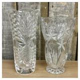 A Pair of Cut and Frosted Crystal Vases