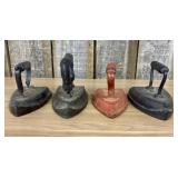 Collection of Four Antique Cast Iron Sad Irons