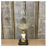Victorian Composite Kerosene Lamp with Hand-Painte