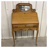 American Golden Oak Slant-Front Secretary Desk wit
