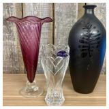 A Trio of Decorative Vases including Amethyst Ruff