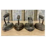 Four Antique American Cast Iron Sad Irons