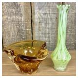 Two Pieces of Vintage Art Glass Including a Freefo