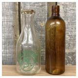 Two American Glass Bottles, Plainview Farms Dairy