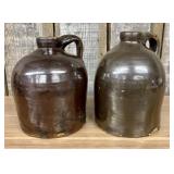 A Pair of Antique American Stoneware Beehive Jugs