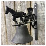 Cast Iron Wall Mounted Bell with Horse and Buggy S