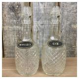 A Pair of Vintage Pressed Glass Spirit Decanters w