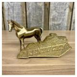 Two Decorative Brass-Toned Metal Items Including a