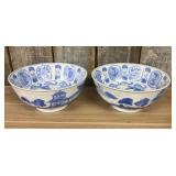 A Pair of Chinese Blue and White Export Style Porc