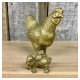 A Trio of Mid-20th Century Brass Chicken Figurines