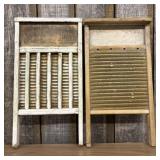 Two Vintage Wood and Metal Washboards by National