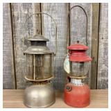 Two Vintage Liquid Fuel Camping Lanterns including