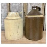 Two Antique Cylindrical Stoneware Vessels