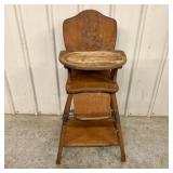 Vintage American Convertible Wooden Baby High Chai
