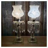 A Pair of Vintage Electric Boudoir Lamps with Fros