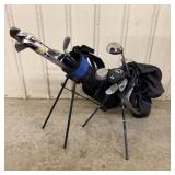 An Assortment of Mixed Golf Club Sets and Stand Ba