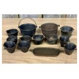 A Collection of Fourteen Vintage Miniature Cast Ir
